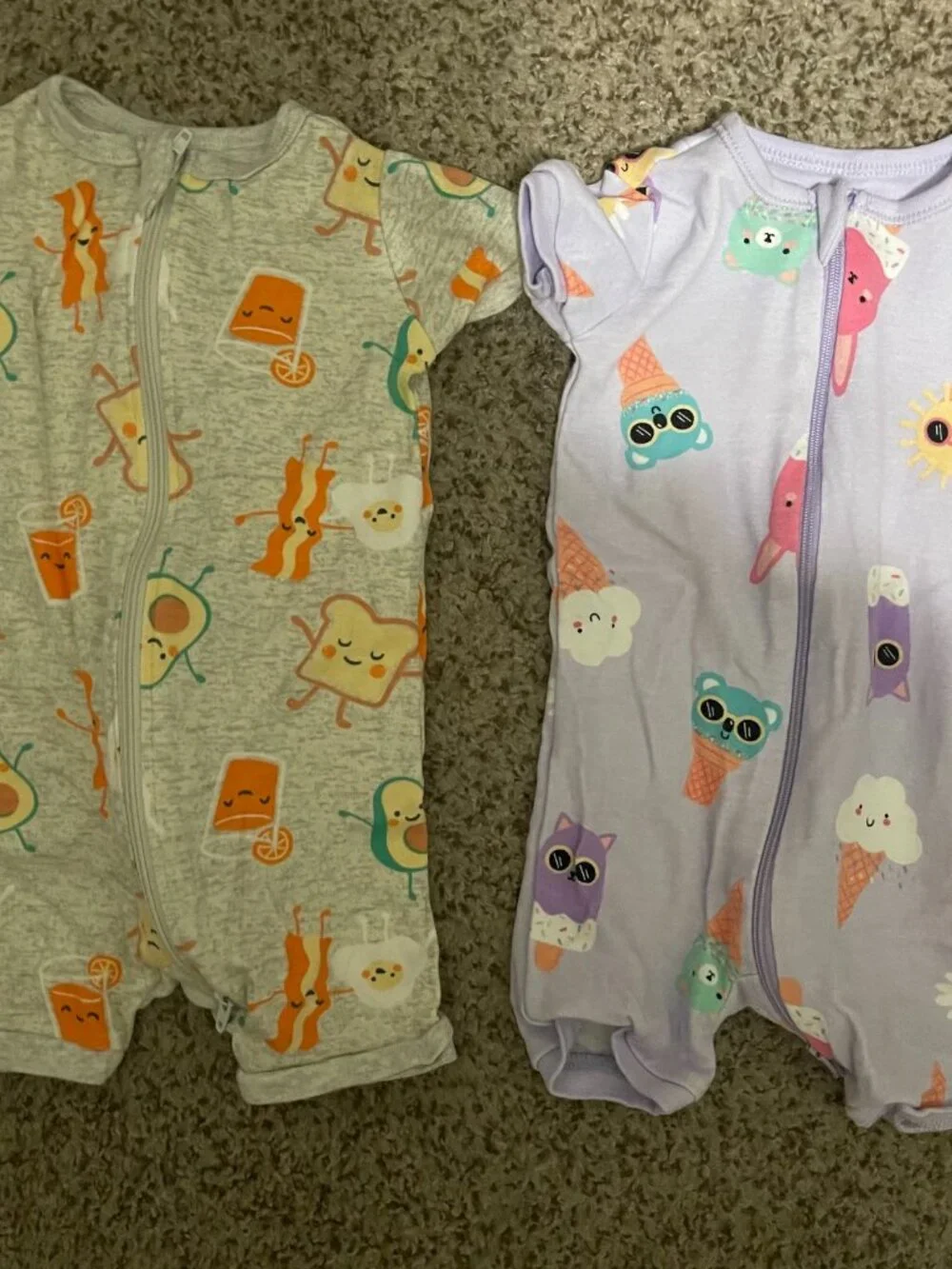 The Children's Place 3-6 Month Girl Ice Cream Breakfast Pajamas Romper Sleeper
